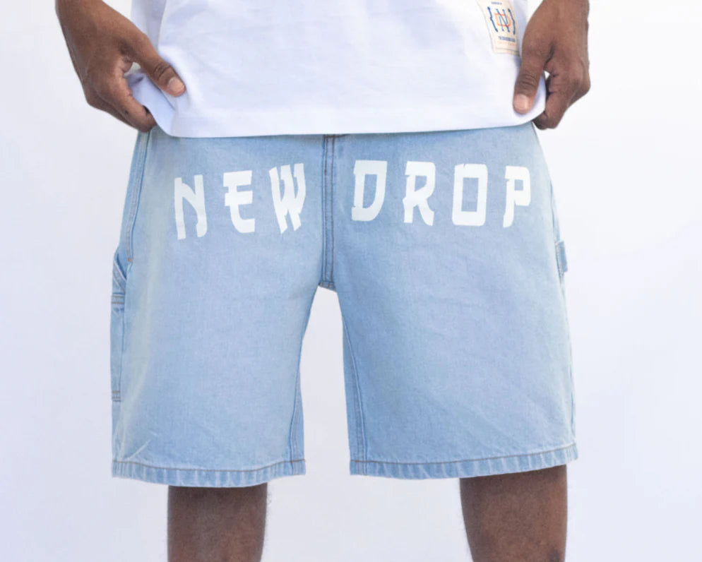 MENS WIDE JORT WASHED BLUE BOX LOGO